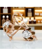 Kolczyki z 14k czerwone różowe złoto 14k 583 z Zircon vec013 Rosyjski styl Vintage unikatowe Art Deco